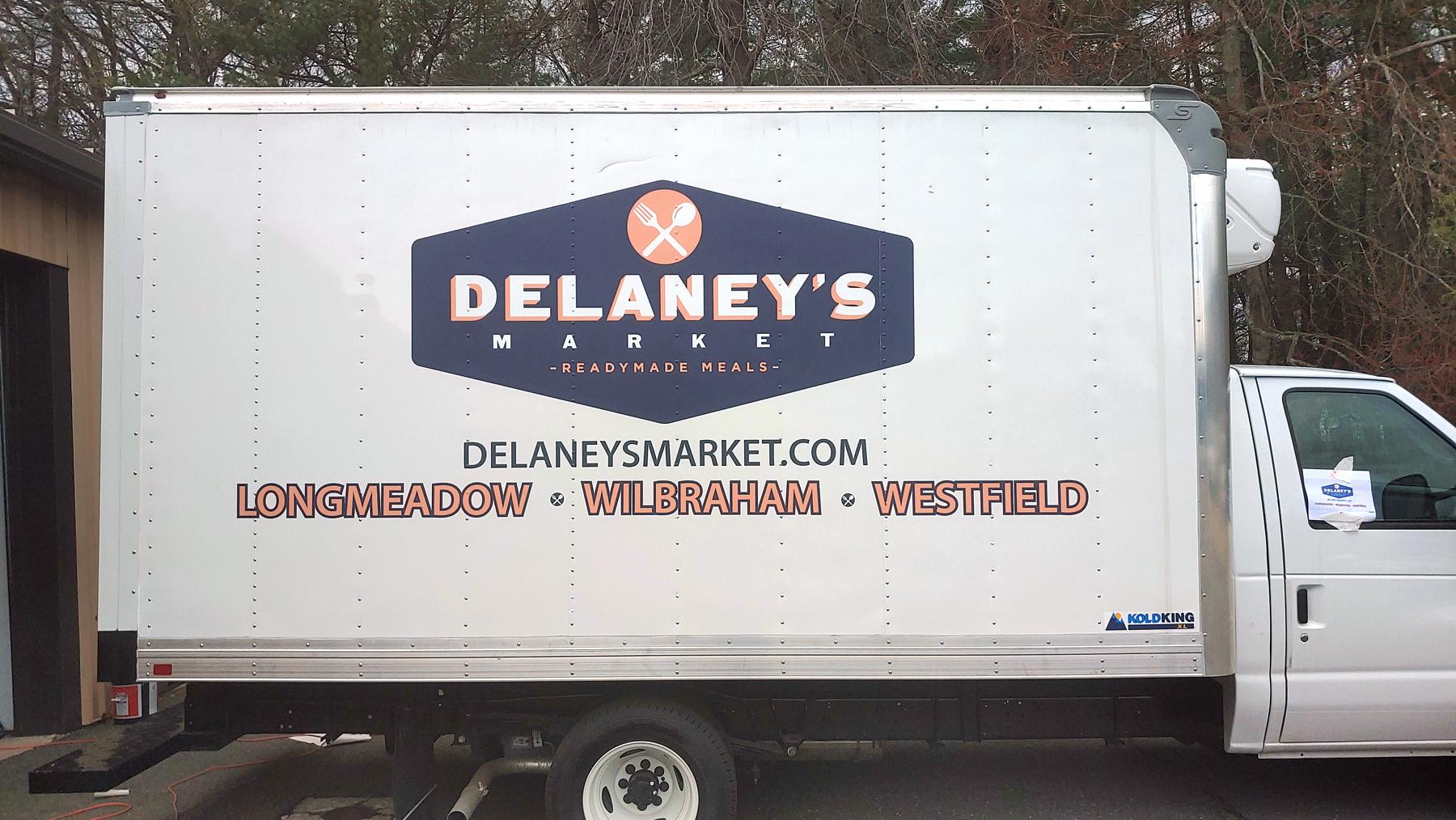 Delivery truck with graphics
